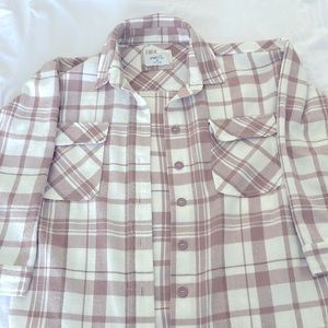 Perfect for spring! Beige/pink light weight flannel.